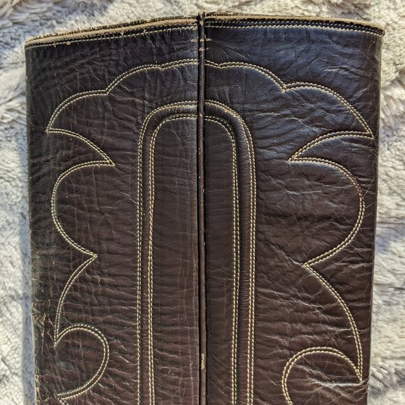 VINTAGE 60s TONY LAMA Tall Gold Label Cowboy Boots, Lemon Peg Soles, Sz 6.5 - Picture 9 of 16